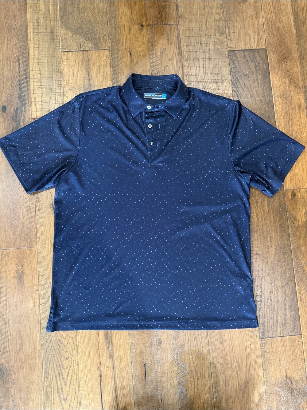 Roundtree & Yorke Navy Polo with Micro Dot Print